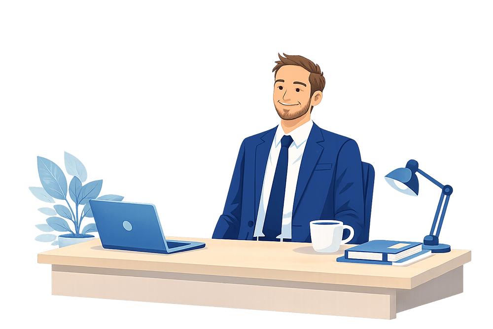 Illustrazione uomo soddisfatto lavoro